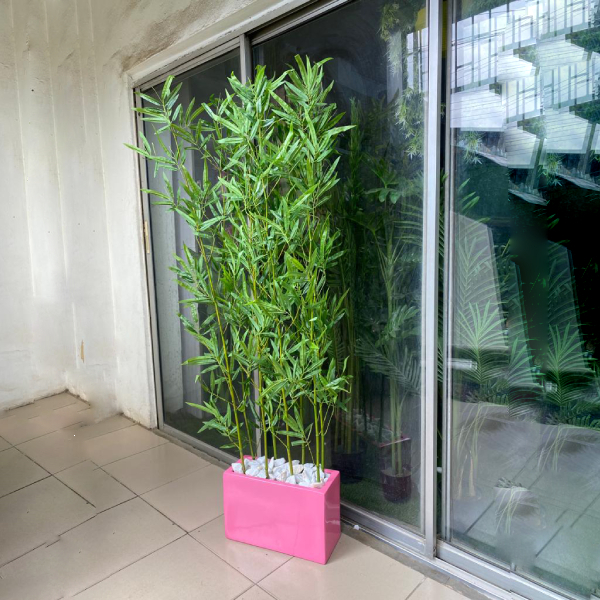 Artificial Bamboo Plant And Fiberglass Vase | Combo Of Plants And Planters