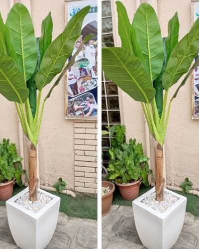 Artificial Banana Tree Potted With Belly Vase fiberglass
