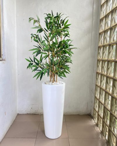 Artificial Natural Bamboo Tree Potted with Cone Fiberglass Vase