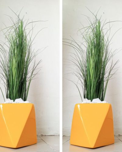 Artificial Grass Plant Potted With Galaxy Fiberglass Vase