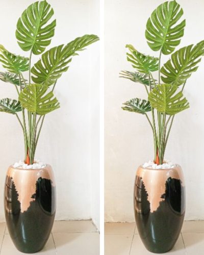 Artificial Monstera Plant Potted With Classic Fiberglass Vase
