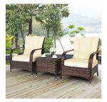 Costway 3PCS Outdoor Patio Rattan Wicker Furniture Set